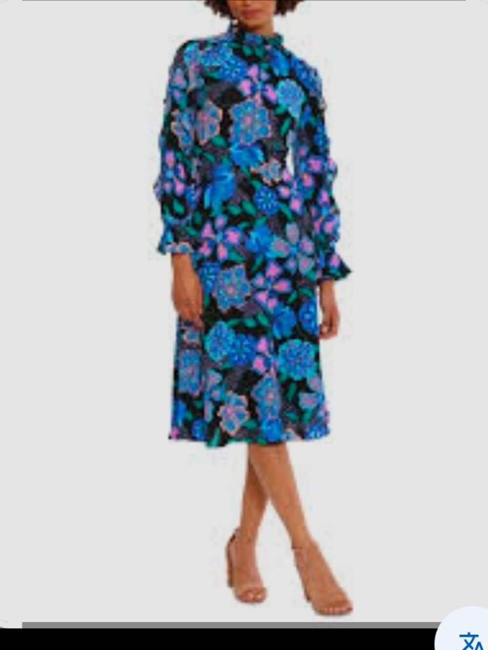 Size 8 Donna Morgan D9147M Black Blue Floral Midi Dress NWT
